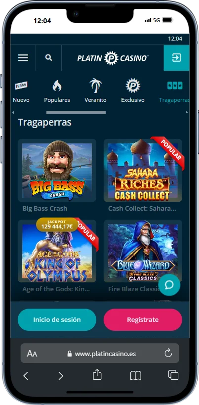 Tragaperras en línea en la App Platin casino